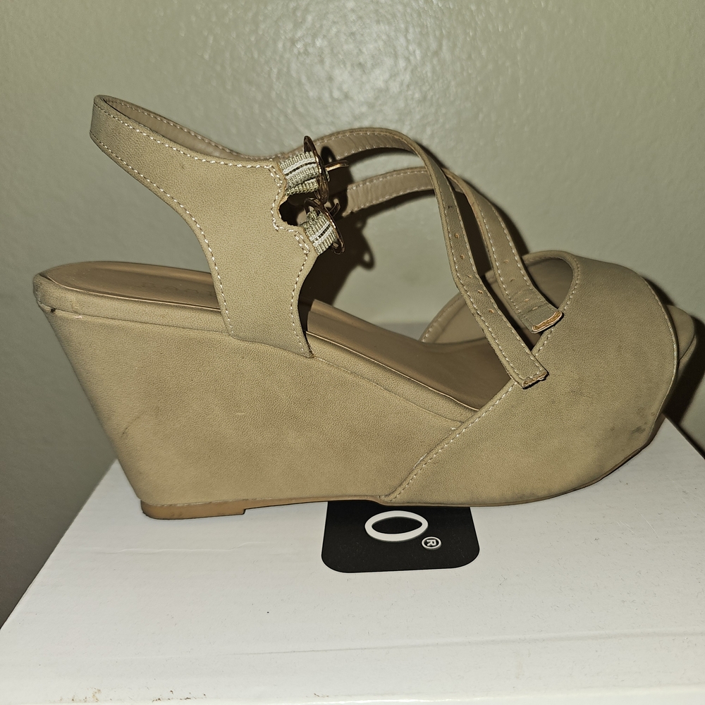 BAMBOO Tan Wedge Heels
